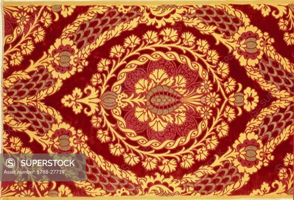 Textiles, Germany 19th century. Gold brocade velvet.