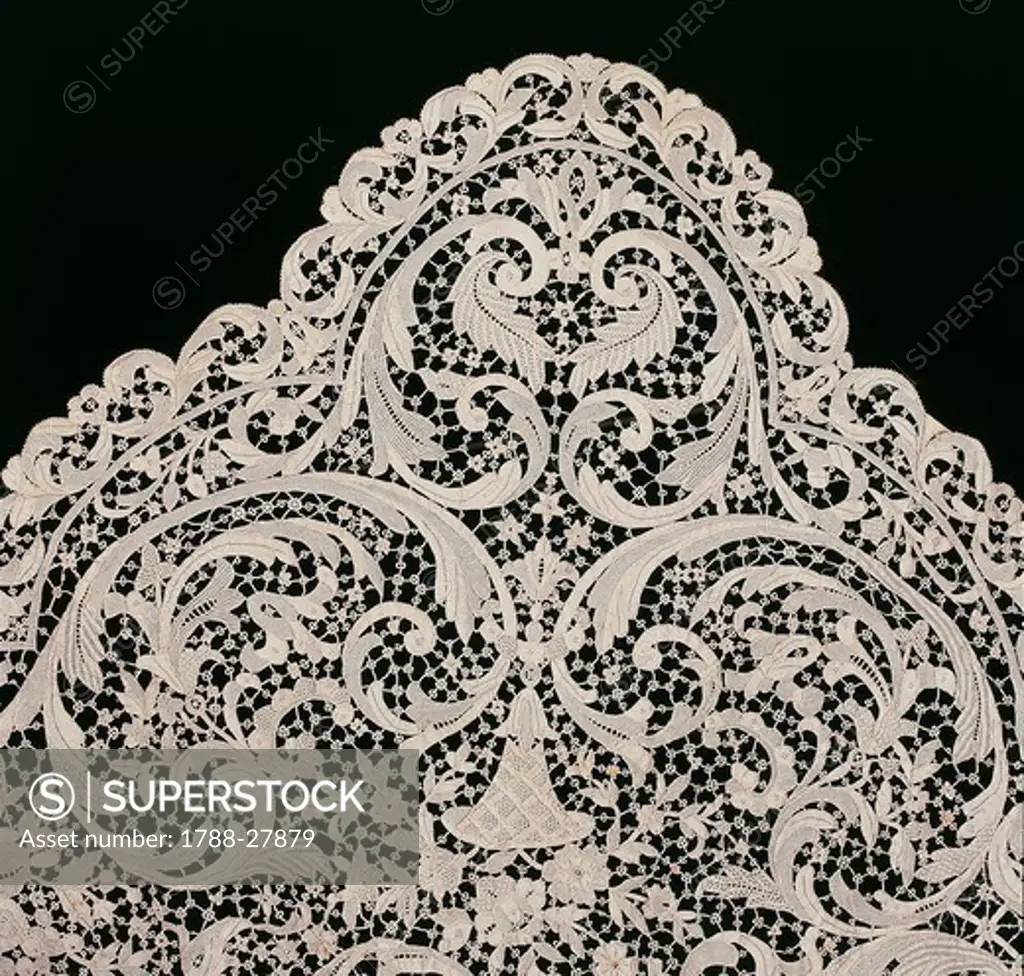 Laces, 20th century. Venice stitch (Punto Venezia) lace mat.