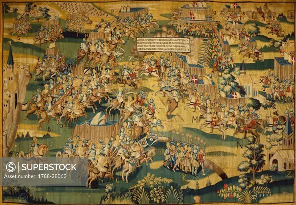 Battle of Saint-Denis and death of Constable Anne de Montmorency, 16th century French tapestry.