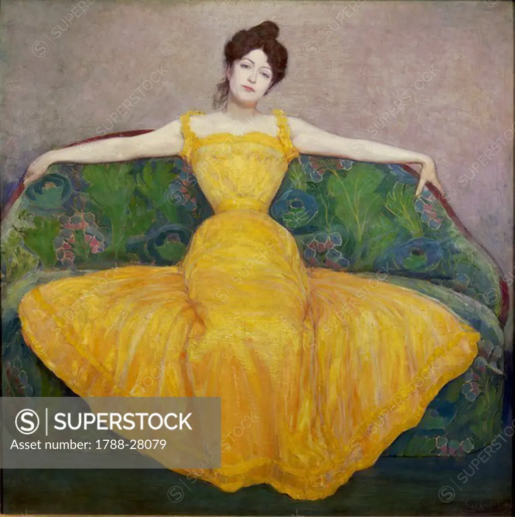 Maximilian o Max Kurzweil  (1867-1916), Lady in Yellow, 1889, oil on canvas.