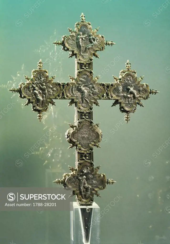 Goldsmith's art, Italy, 16th century. Piero di Martino Spigliati, processional cross, 1552. Back side.