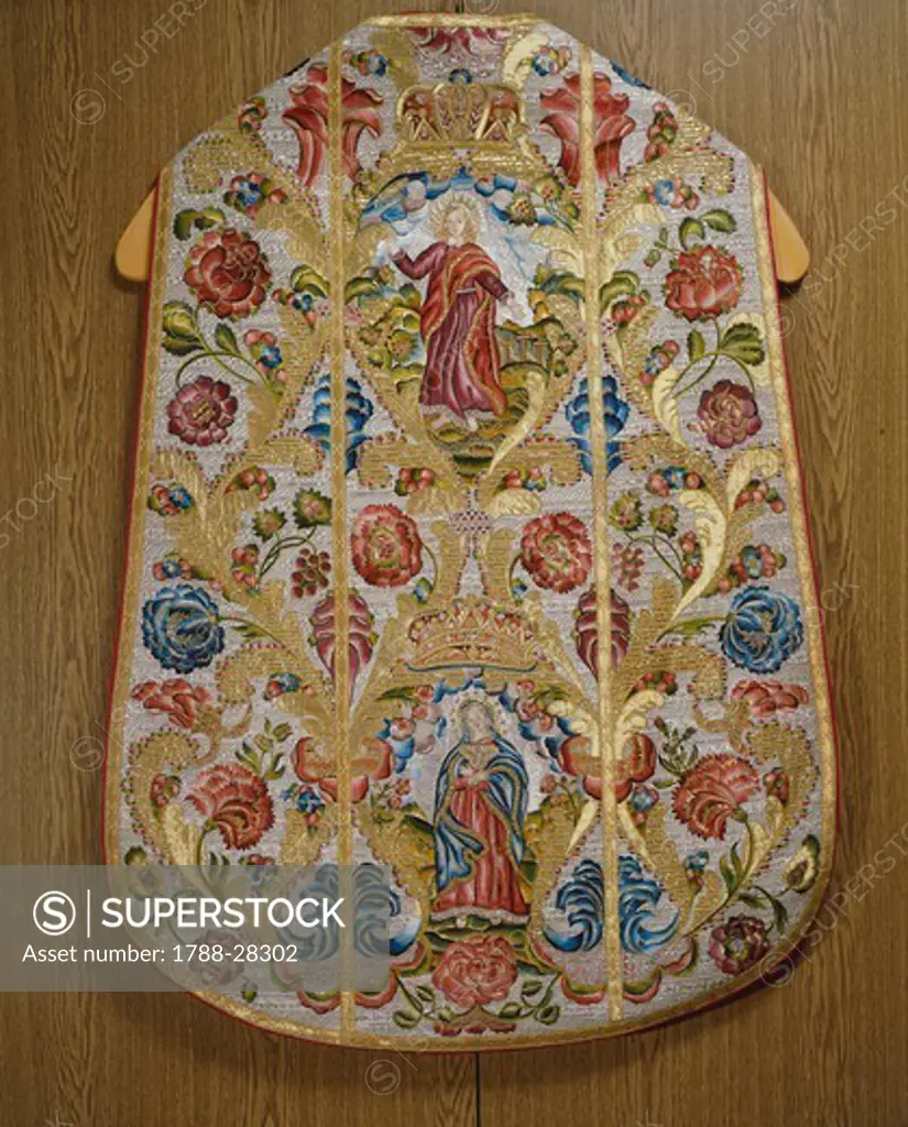 Chasuble of the Virgin Mary, 17th century embroidered vestment. Saint Stephen's Cathedral, Vienna, Austria.