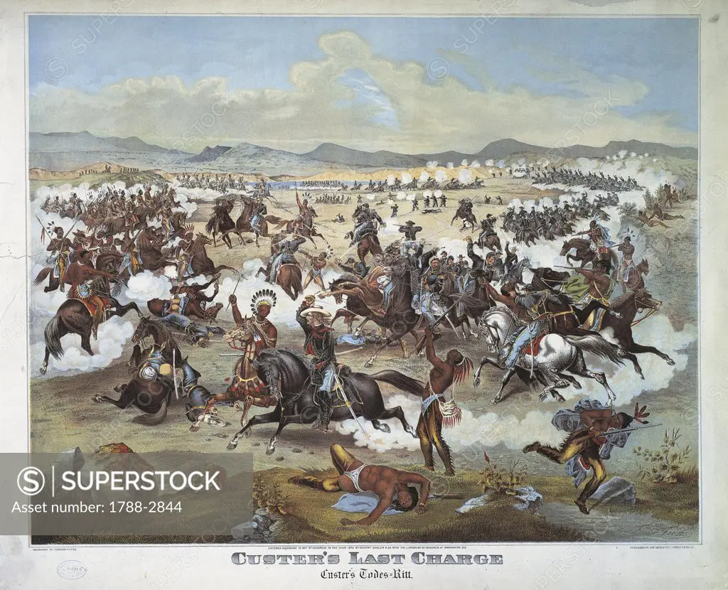 United States of America - 19th century - General Custer's last charge at Battle of the Little Bighorn, 25th June 1876