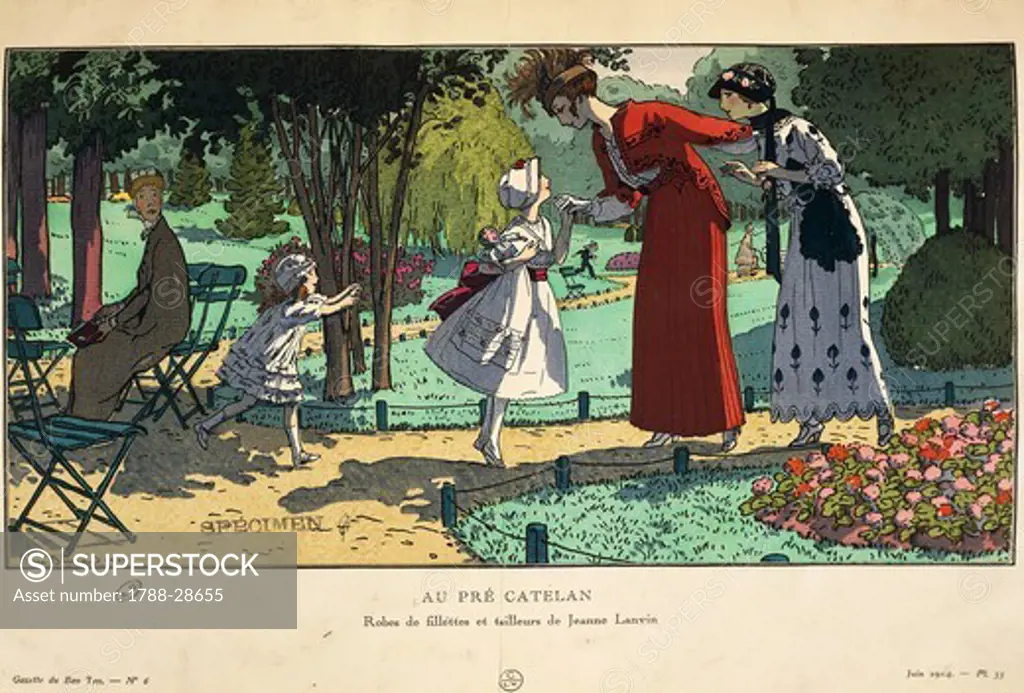 Fashion, France, 20th century. Children's suits and dresses by Jeanne-Marie Lanvin, 1914. Extract from the periodical La gazzette du Bon Ton.