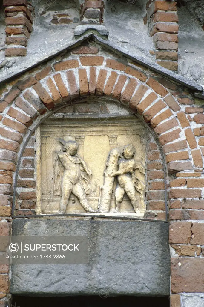 Italy - Piedmont Region - Biella - Baptistry - Lunette of the portal