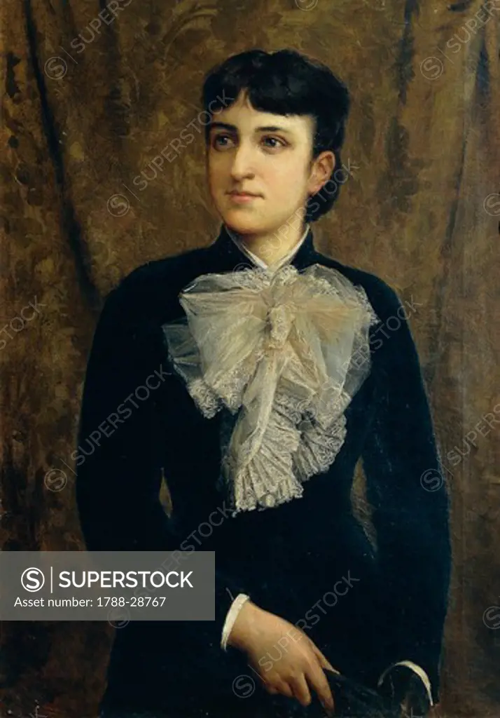 Eugenio Giuseppe Conti (1842-1909), Portrait of a Lady, 1885, oil on canvas, 63x94 cm.