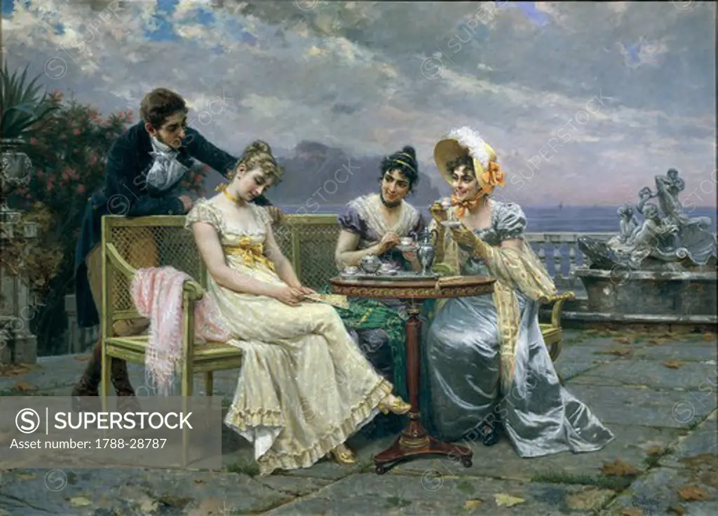 Bartolomeo Giuliano (1825-1909), The Gallant Conversation, 1894, oil on canvas, 113x156.5 cm.