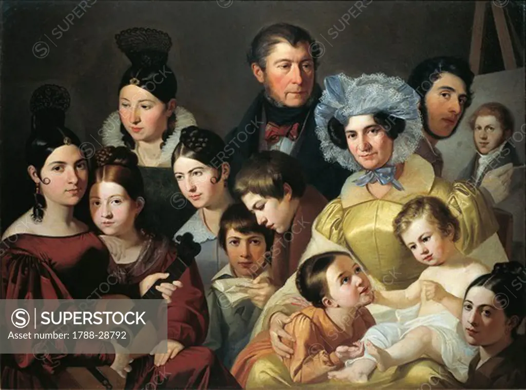 Adeodato Malatesta (1806-1891), Malatesta Family in 1835, oil on canvas, 115x153 cm.