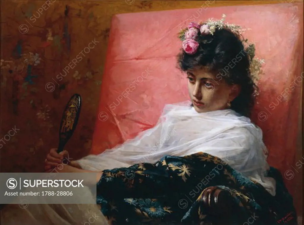 Vincenzo Busciolano (1851-1916). A Poor Sappho, 1876. Oil on canvas, 84 x 105 cm.