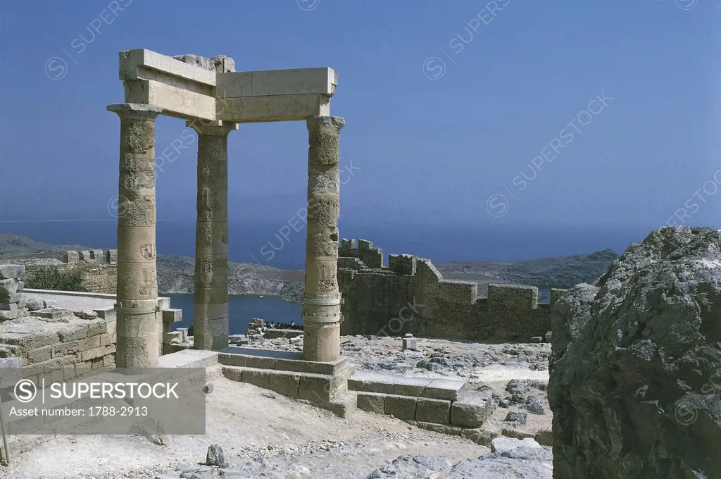 Greece - Southern Aegean - Dodecanese - Rhodes - Lindos. Temple of Athena