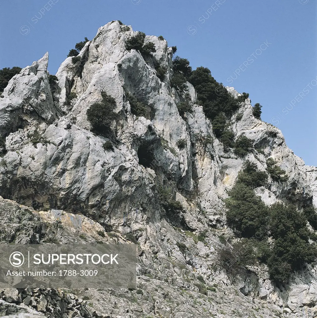 Low angle view of a mountain, Gennargentu National Park, Sardinia, Italy