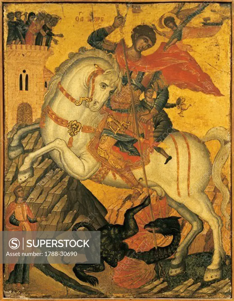 St George and the Dragon, by an anonymous artist from a Venetian Cretan school, 17th Century.