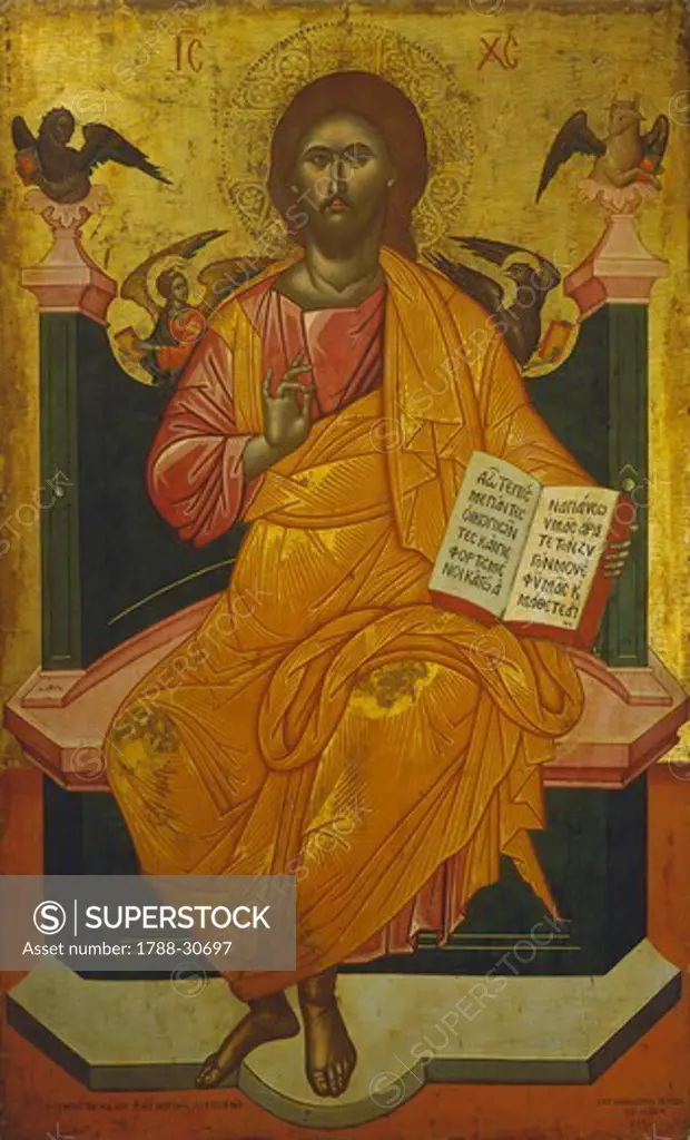 Christ on the throne, by Emmanuel Zanes, Icon, 17th Century.