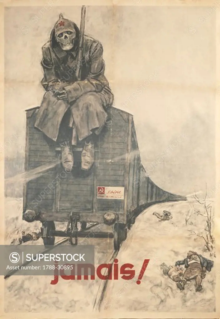 France, 20th century, Second World War. Siberie Jamais! Anti-Bolshevik propaganda poster.