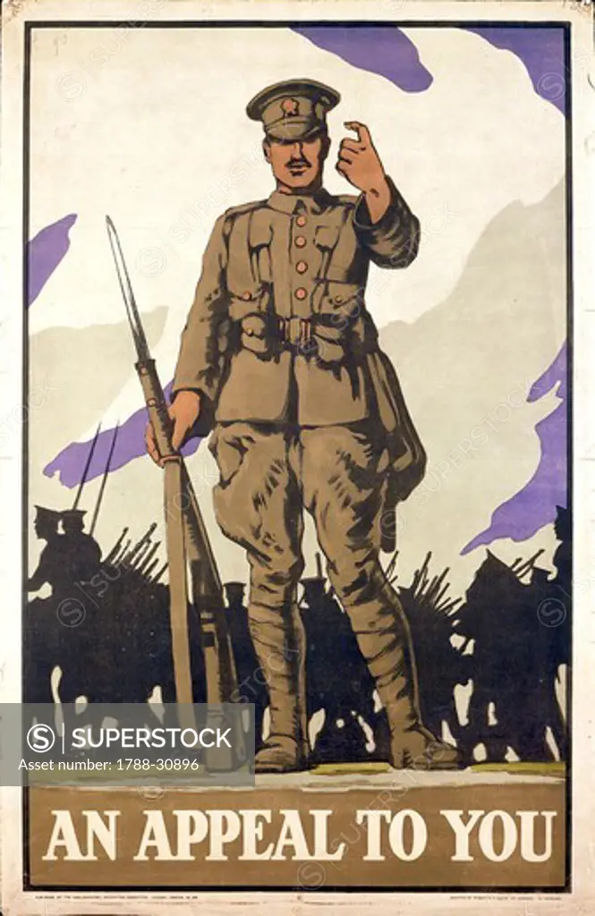 Great Britain, 20th century, First World War - An appeal to you. Advertisment for the recruitment of troops.
