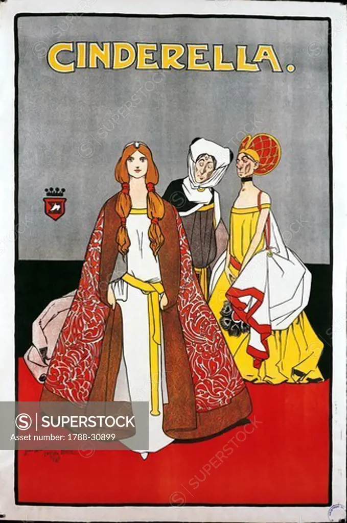 Posters, England, 20th century. Illustration by John Hassall, Cinderella, 1900.