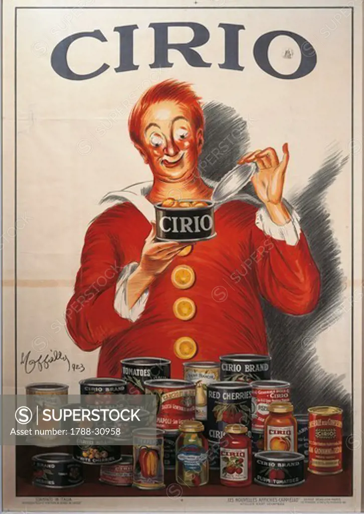 Posters, Italy, 20th century. Advertisment for Cirio food preserve, illustration by Leonetto Cappiello (1875-1942), 1923.