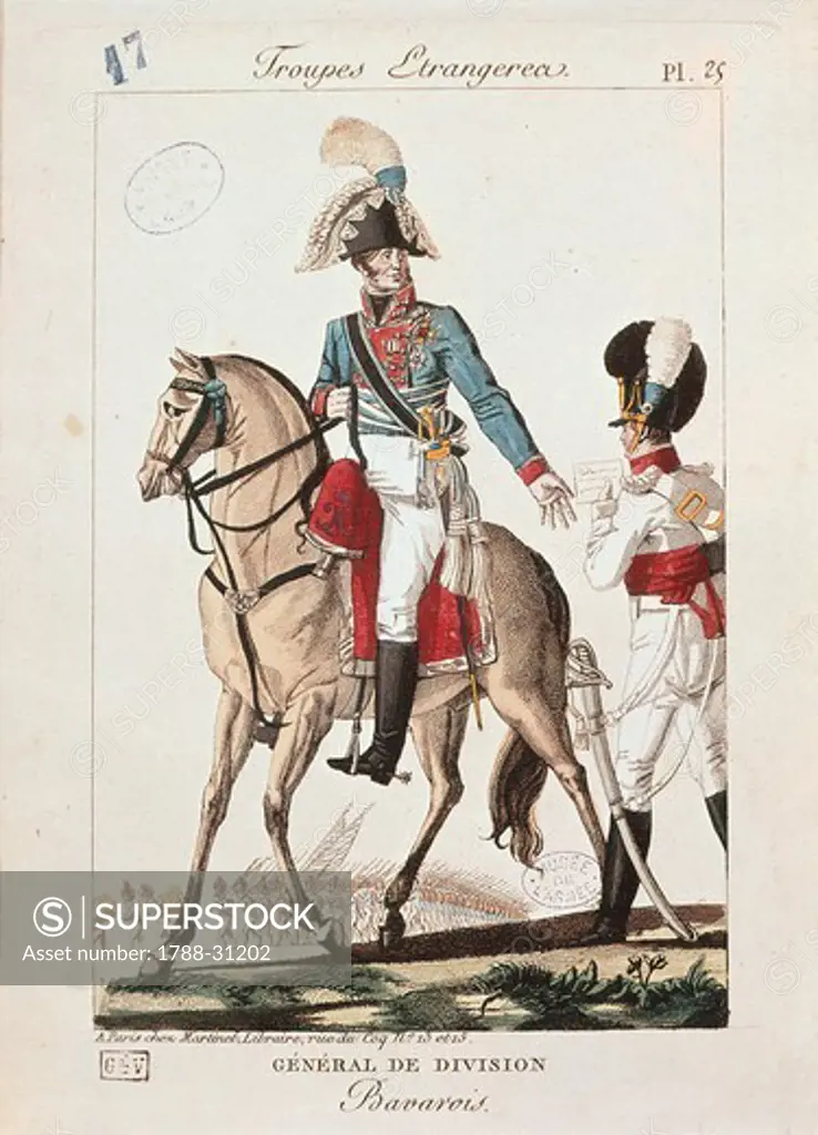 Militaria, Austria, 19th century. Austrian army uniforms: Bavarian Division General.