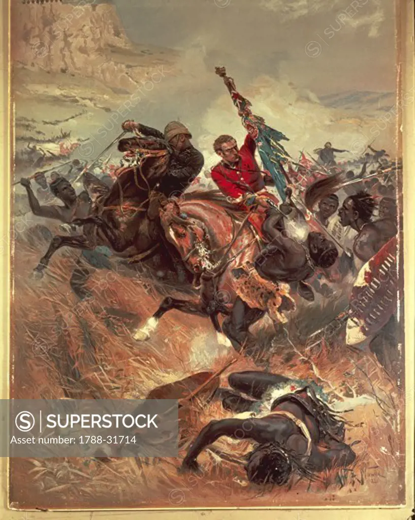South Africa - 19th century - Anglo Zulu War (1879) - The Battle of Isandlwana - Painting