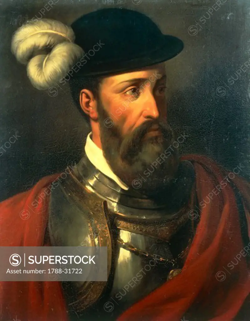 Portrait of Francisco Pizarro (Trujillo, 1475-Lima, 1541), Spanish military leader who conquered the Inca Empire and founder of the city of Lima.