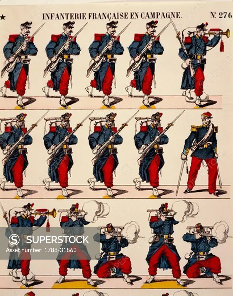 France, 19th century, Franco-Prussian War - French infantry, detail.