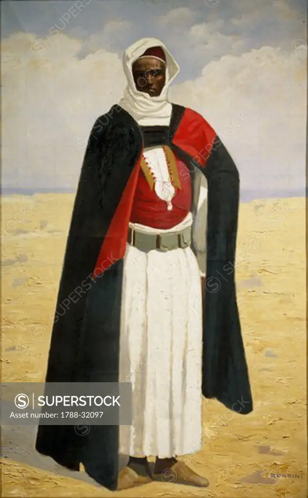 Militaria, Italy, 20th century. Libyan Spahis. Painting by Rondini, oil on canvas.