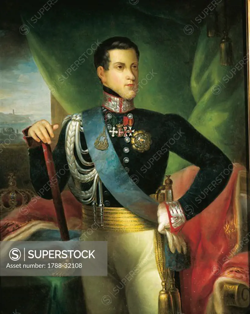 Portrait of a young Charles Albert of Savoy (Turin, 1798 - Porto, 1849), King of Sardinia (1831-1849).