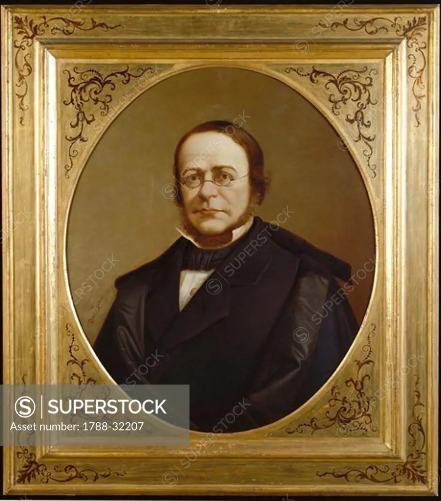 Portrait of Camillo Benso, Count of Cavour (Turin, 1810-1861), politician, patriot, and First Prime Minister of the Kingdom of Italy. Painted by Gerolamo Induno ( 1825 - 1890), 1862. Oil on canvas  69X58cm