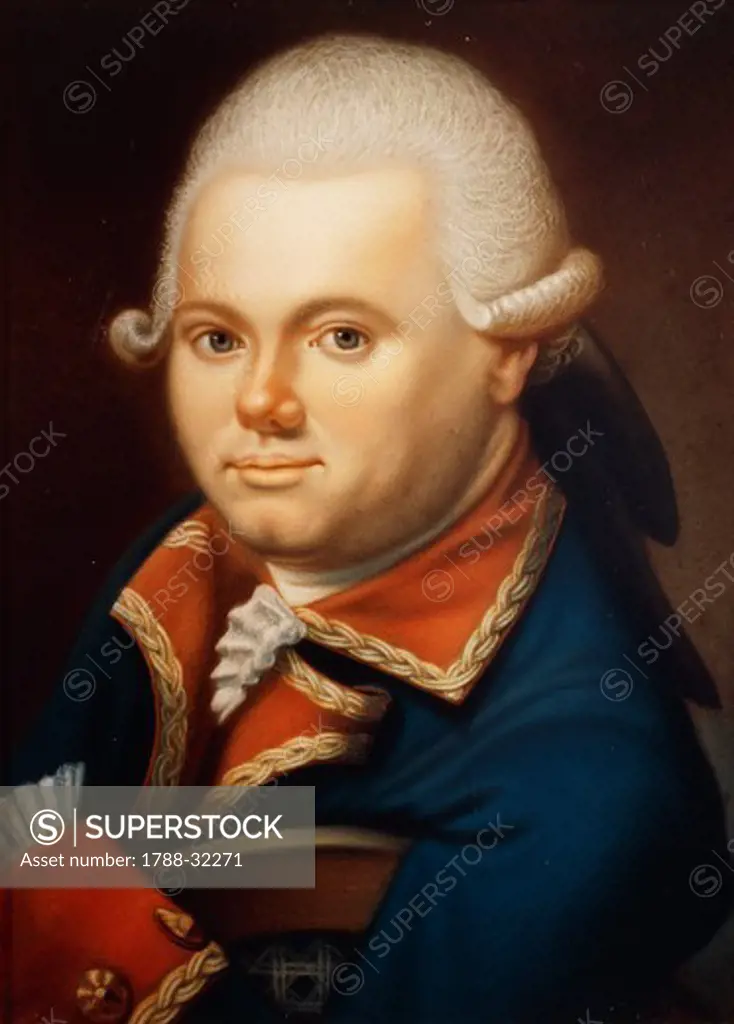 Jean Francois de Galaup comte de Laperouse (Albi, 1741-Vanikoro, 1788), French navigator and explorer, in lieutenant's uniform, pastel painting.