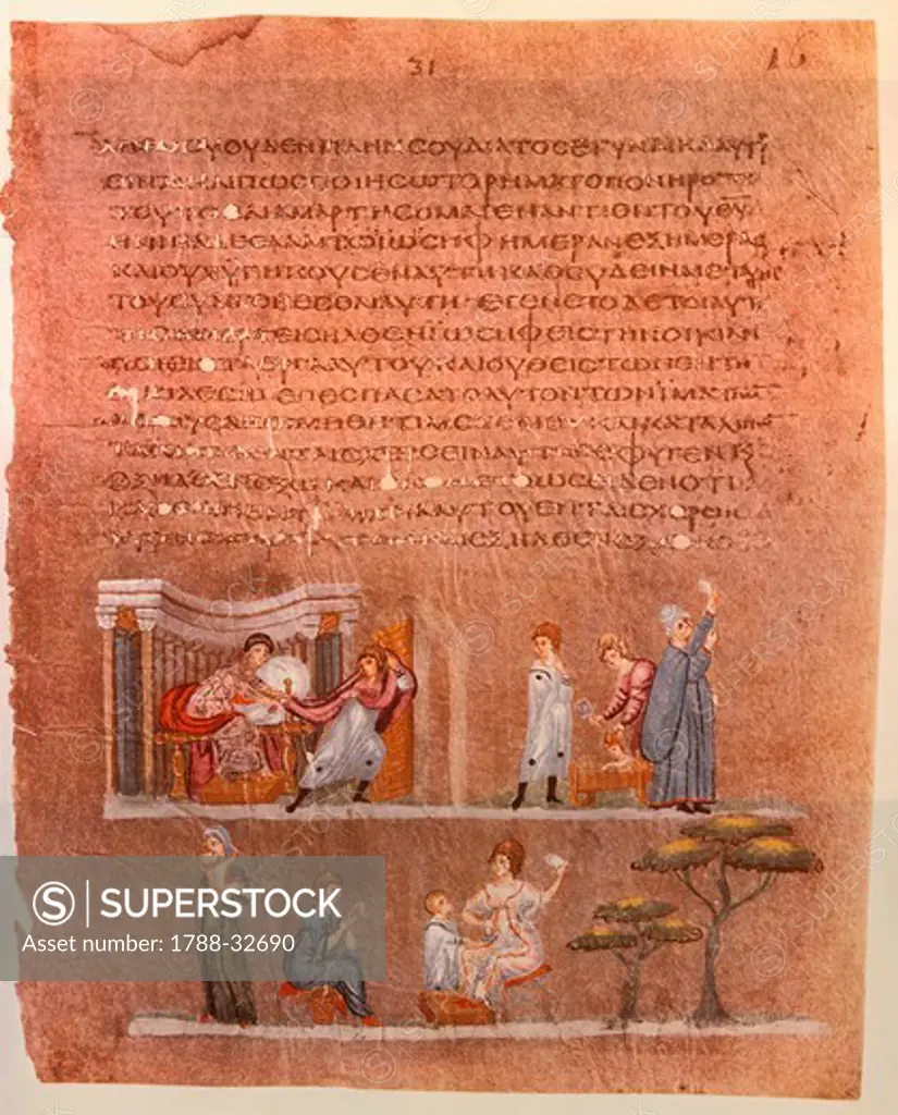 Miniature from Genesis of Vienna, Greek manuscript.