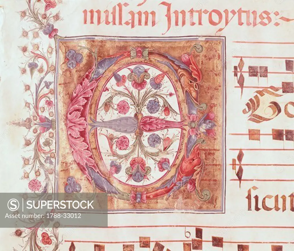 Illuminated page, by Reginaldo Pyramus, medieval choral.