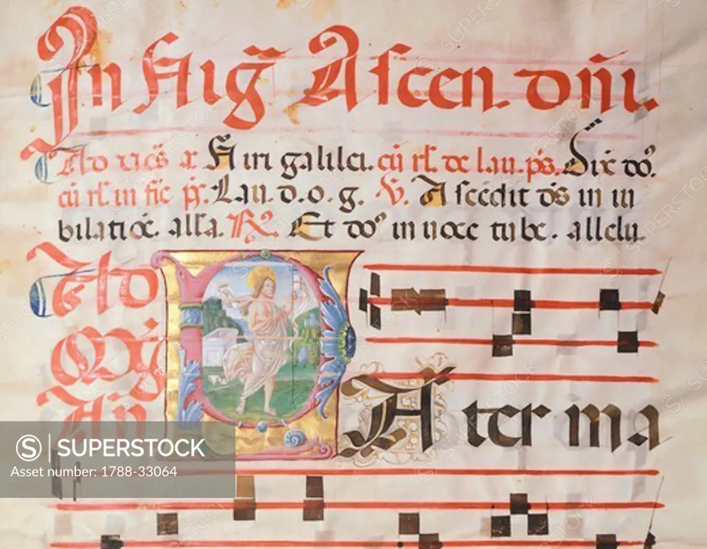 Illuminated page of a medieval psaltery, by Girolamo of Cremona.