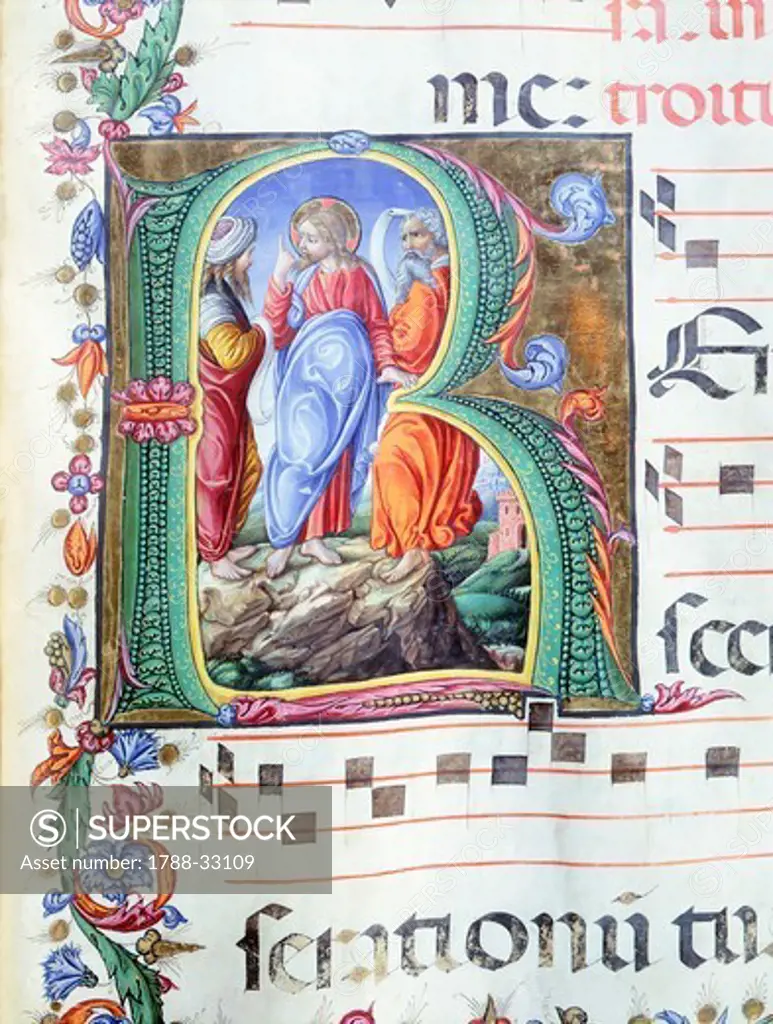 Initial, miniature by Liberale of Verona from a medieval gradual, 15th Century.