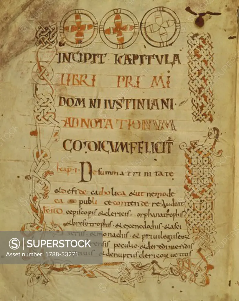 Italy - 11th century - Roman law collection Summa Perusina (Perugina). Title page