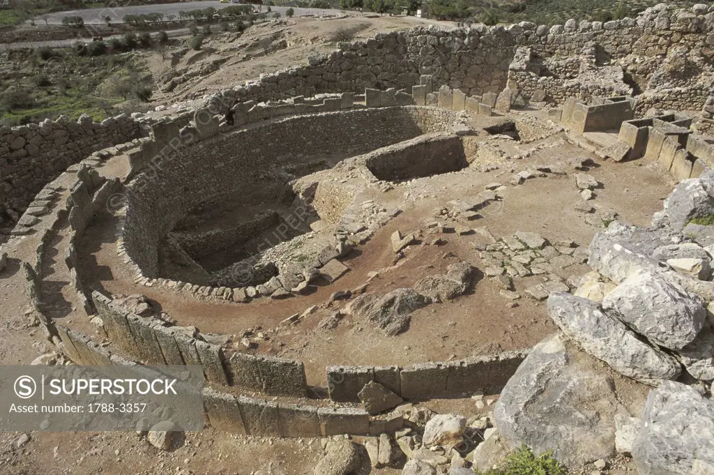 Greece - Peloponnesus - Mycenae. Circular precinct and royal graves