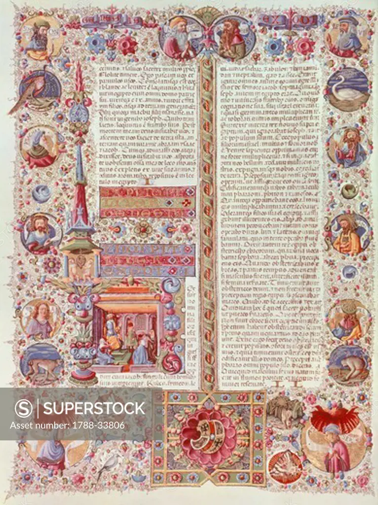 Illuminated page by Taddeo Crivelli from the Bible of Borso d'Este, manuscript.