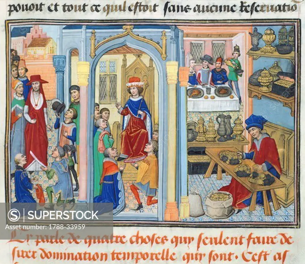 Miniature from Jean de Gerson's Devotions (Miroir d'Humilite'), manuscript, 1462, France.