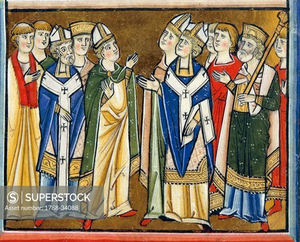 The elected, miniature from Beatae Elisabeth Psalterium, Latin manuscript folio 160 verso, Germany, 13th Century.