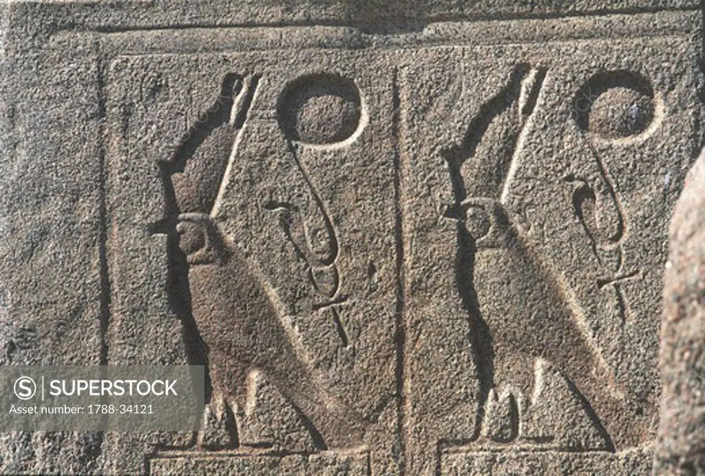 Egypt - Karnak - Temple of Amon - Hieroglyphics with Horus