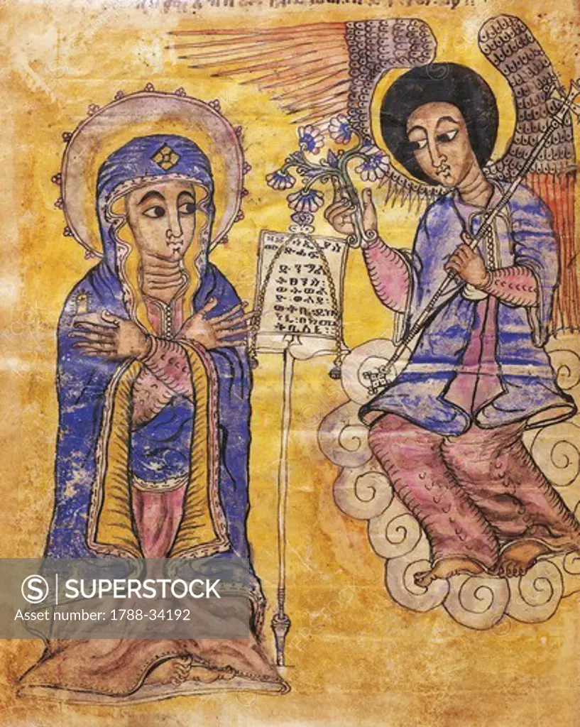 The Annunciation, Coptic miniature, 17th Century.