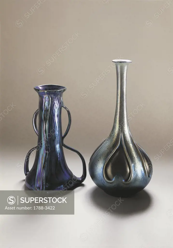 Close-up of two vases, Bohemia, Austria