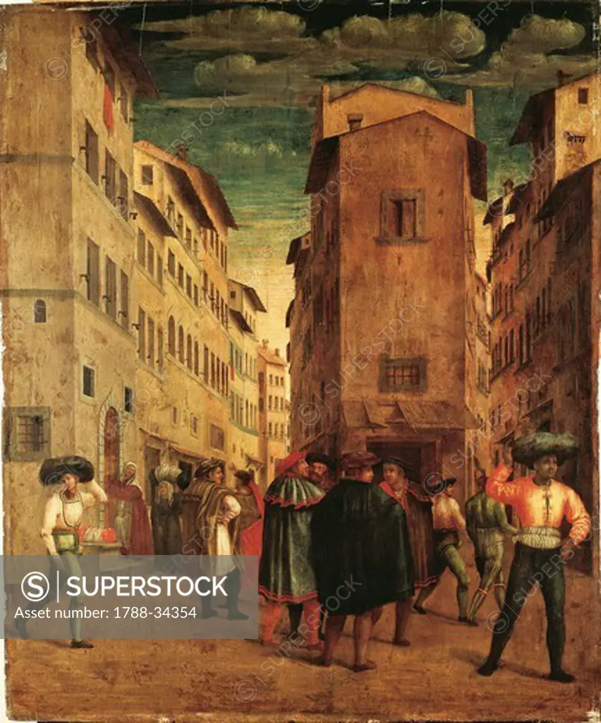 Francesco Ubertini Verdi, known as Bachiacca (1494-1557). A street in Florence.