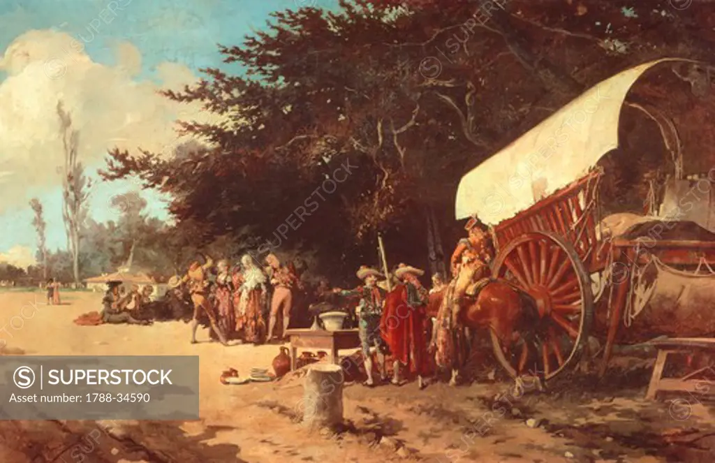 Feast-day, by Angelo Lizcano Y Esteban, Spain 19th Century.