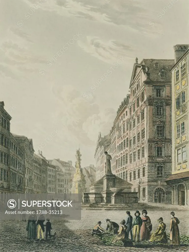 Vienna, Graben Street (Ditch Street), Austria 19th Century.