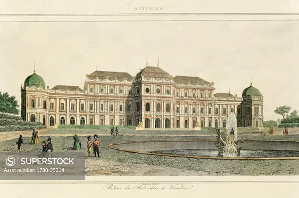 Belvedere Palace in Vienna, Austria 19th Century.
