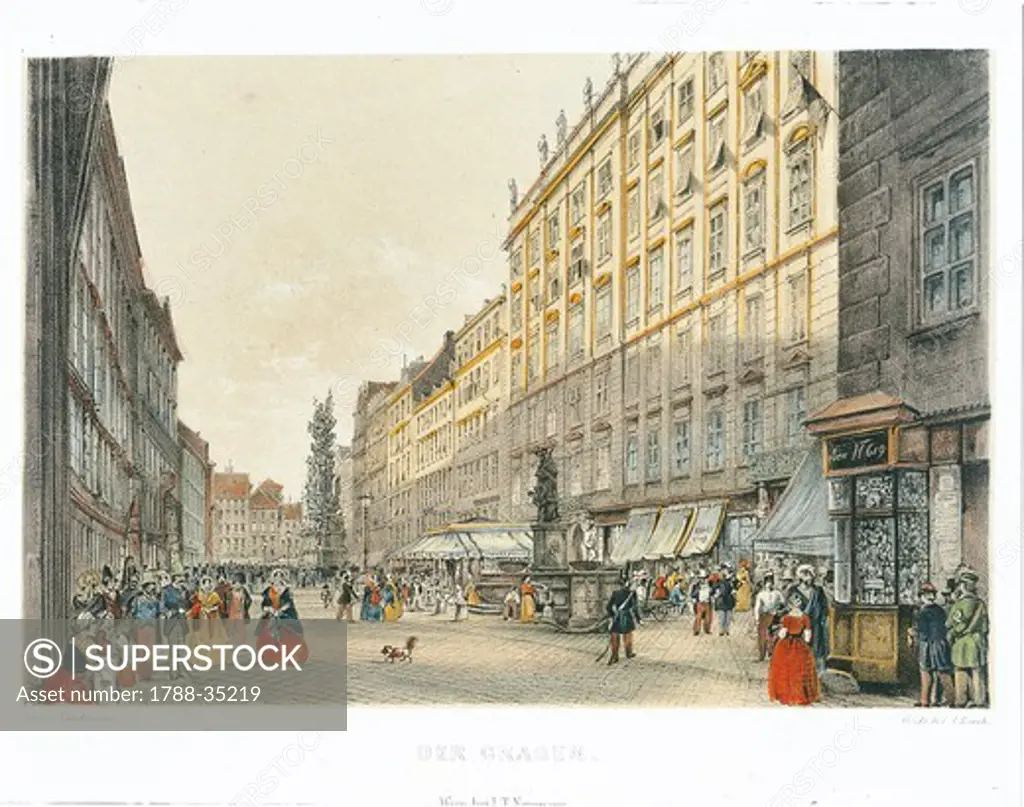 Austria, 19th century. Vienna. Graben (the trench) Street.