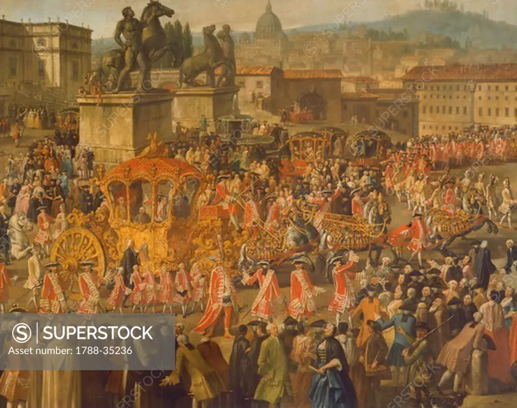 Royal procession in Rome, Italy 18th Century.