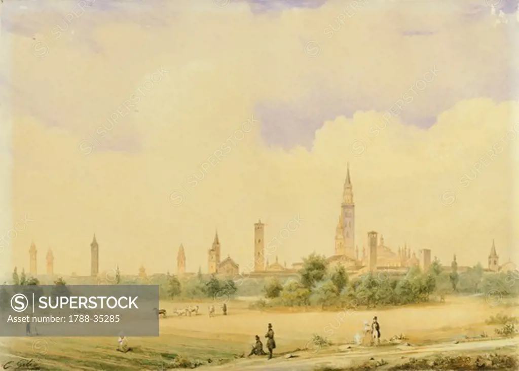 View of Cremona, by Carlo Gilio Rimoldi (1787-1841), Italy 19th Century.