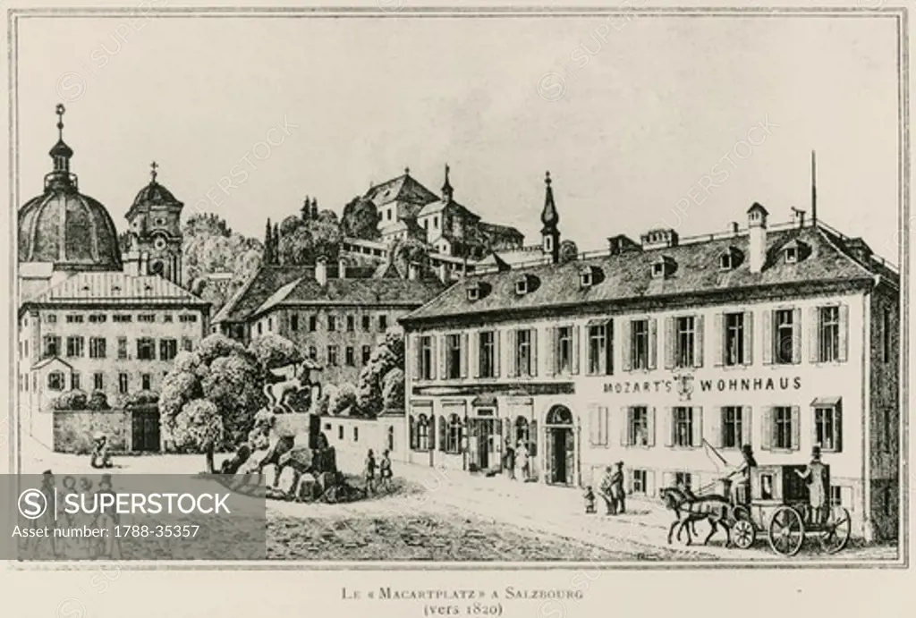 Macart Square in Salzburg, 1820, Austria 19th Century.