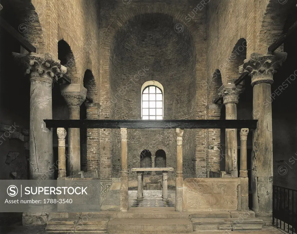Interiors of a basilica, Basilica Of St. Mary Of The Graces, Grado, Friuli-Venezia Giulia, Italy